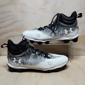 Under Armour UA Locked Down Black White Football Cleats Men 13 Athletic Shoe