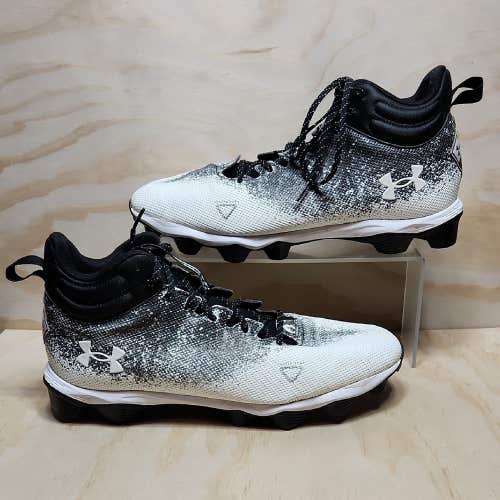 Under Armour UA Locked Down Black White Football Cleats Men 13 Athletic Shoe