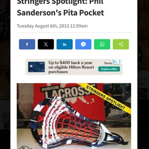 Phil Sanderson strung Reebok 6K feat. On inside lacrosse