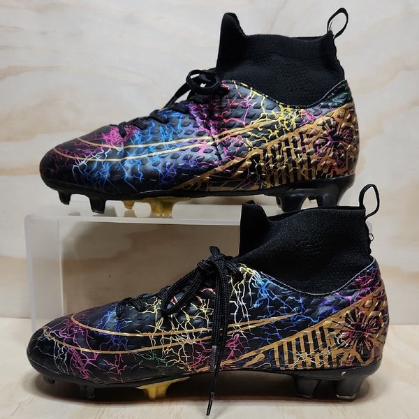 Black Multi-Colored Kids US 5.5 EU 38 Soccer Football Cleats Athletic Shoe