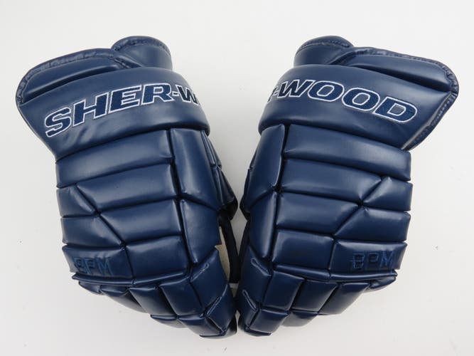 Sherwood SW Leather Navy Blue Hockey Player Gloves Size 14" SHER-WOOD