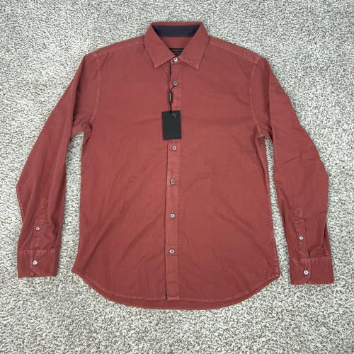 Bugatchi Shirt Mens Medium Red Shaped Fit Long Sleeve Button Front Cotton Office
