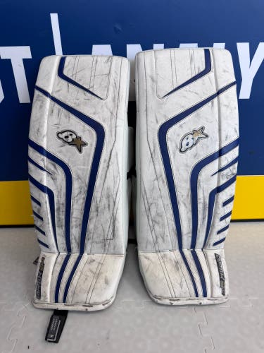 White 27" Junior Brian's Optik 9.0 Goalie Leg Pads (Used)