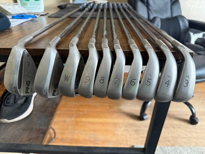 Men's 2004 Ping G2 Right Handed Iron Set Stiff Flex (10 Clubs) #3 - #9, PW, GW, SW Steel Shaft (Used