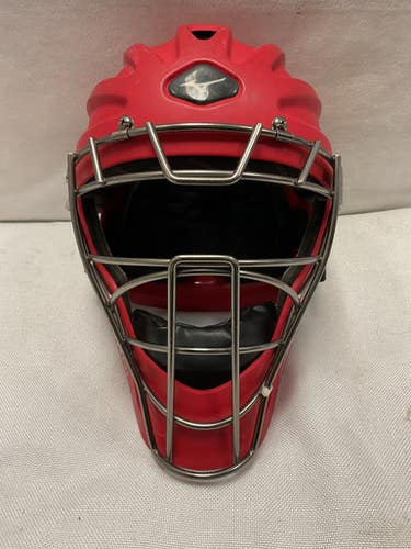 Used Mizuno SAMURAI Catchers Helmet w/Mask Red One Size 11490-S000267515