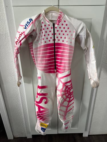 Women's Small Spyder U.S. Ski Team Ski Suit (Used) youth size 10/12 Signed by Lindsey Vonn
