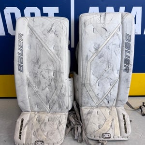 White 27" Intermediate Bauer Supreme Goalie Leg Pads (Used)