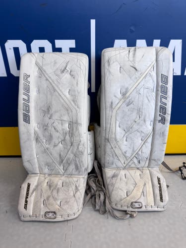 White 27" Intermediate Bauer Supreme Goalie Leg Pads (Used)