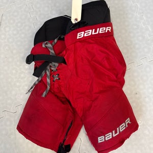 Red Junior Small Bauer Hockey Pants Pro Stock (Used)