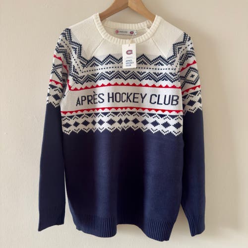 "Après Hockey Club" Knitted Crewneck Sweater Montreal Canadiens Tricolore MEDIUM