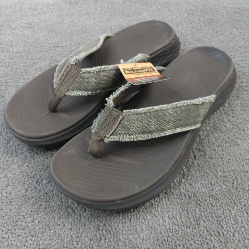 Skechers Luxe Foam Sandals Mens 12 Shoes Chocolate Flip Flops Vegan Relaxed Fit
