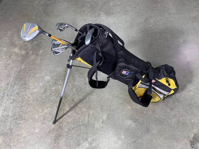 U.S. Kids Ultralight WT-10u Club Set 3W 6&8 PW Putter 63" Yellow Junior RH +Bag