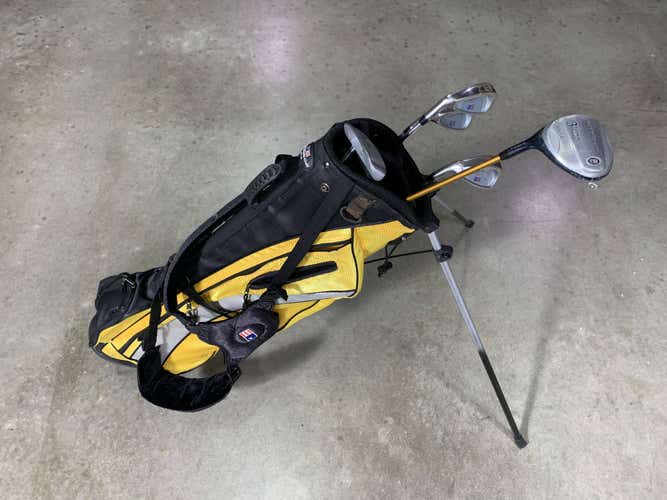 U.S. Kids UL-12 Club Set 3W 6&8 PW Putter 63-43 Yellow Junior LH +Bag