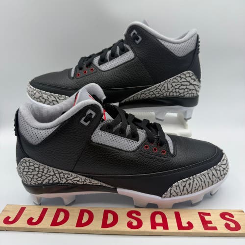 Nike Air Jordan 3 MCS Black Cement Baseball Cleats FZ8627-001 Men's Size 9.5 NEW
New Without Box
