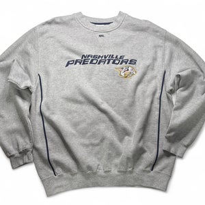 NASHVILLE PREDATORS LARGE VINTAGE LEE SPORTS EMBROIDERED PULLOVER CREW NECK SWEATSHIRT