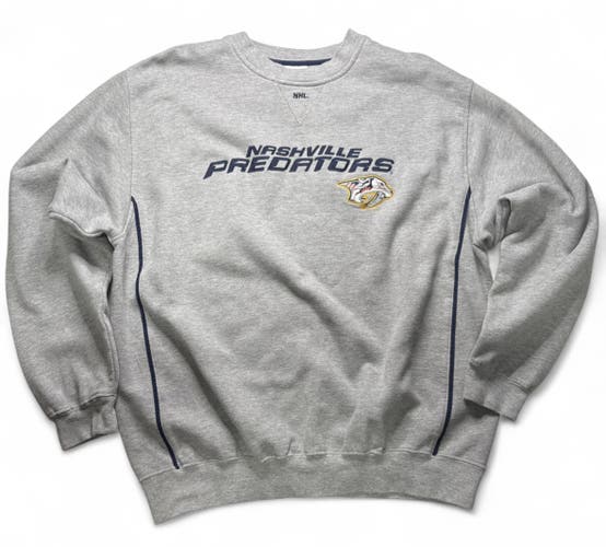 NASHVILLE PREDATORS LARGE VINTAGE LEE SPORTS EMBROIDERED PULLOVER CREW NECK SWEATSHIRT