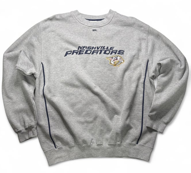 NASHVILLE PREDATORS LARGE VINTAGE LEE SPORTS EMBROIDERED PULLOVER CREW NECK SWEATSHIRT