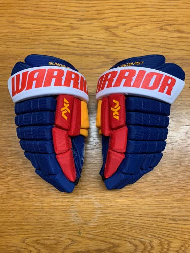 Warrior Franchise AX1 Pro Stock Hockey Gloves 13N Sundqvist St Louis Blues Reverse Retro