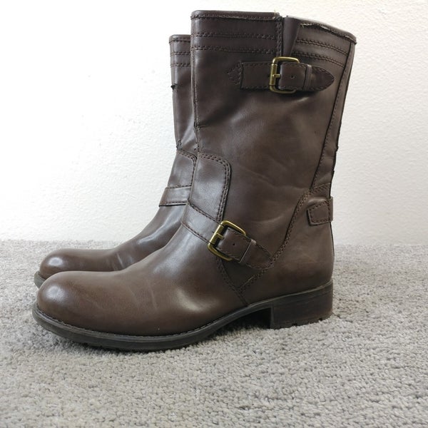 Franco Sarto Polgo Womens Size 9 Zip Up Boots Brown Buckle Shoes