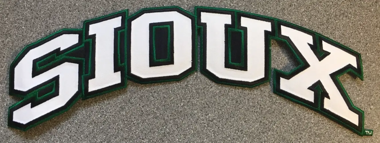 North Dakota Fighting Sioux NCAA College 11" Text Iron-On Patch *Read Full Description*