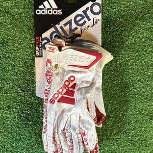 Medium Adult White/Red Adidas Adizero 9 Royalty Receiver Gloves (New)
