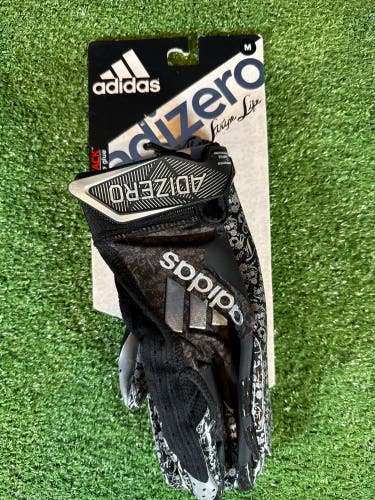 Medium Adult Black/Silver Adidas Adizero 9 Royalty Receiver Gloves (New)
