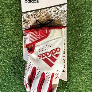 Large Adult White/Red Adidas Adizero 11 Comics Receiver Gloves (New)
