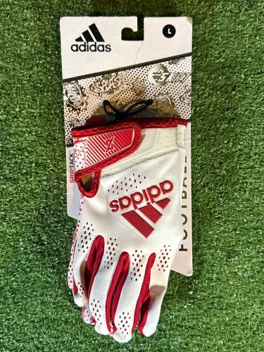 Large Adult White/Red Adidas Adizero 11 Comics Receiver Gloves (New)