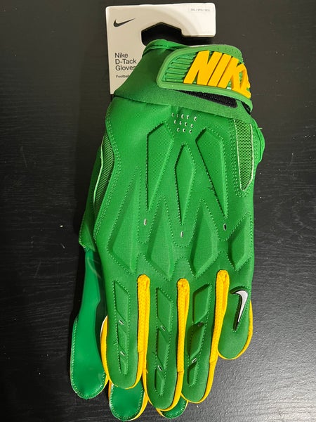 Nike D-Tack 7.0 Oregon Ducks Football Gloves Men's Size 3XL University Of Oregon