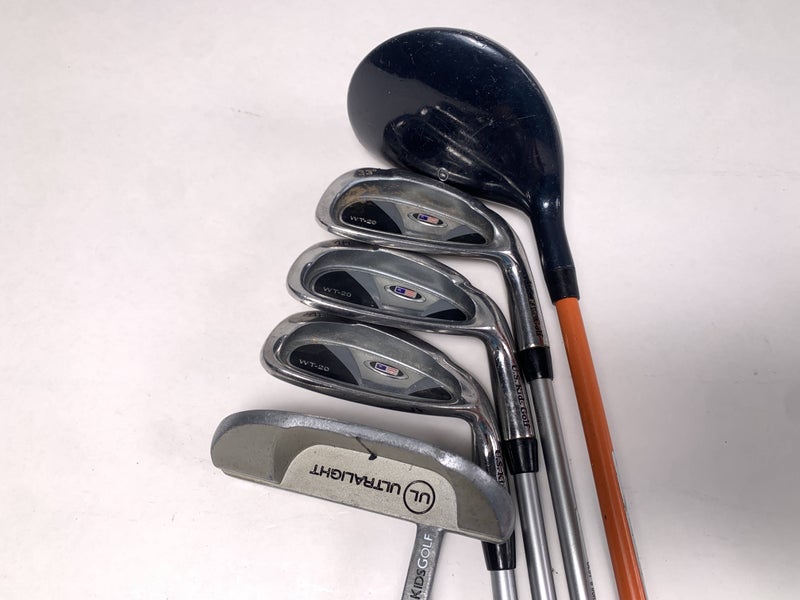 US Kids WT-20 Club Set 3W 6 8 PW Putter Ultralight 51" Orange Youth RH
