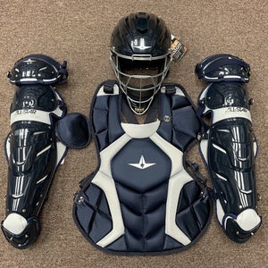 All Star System 7 Adult 16+ Catchers Gear Set NOCSAE CKCCPRO1 - Navy Blue
