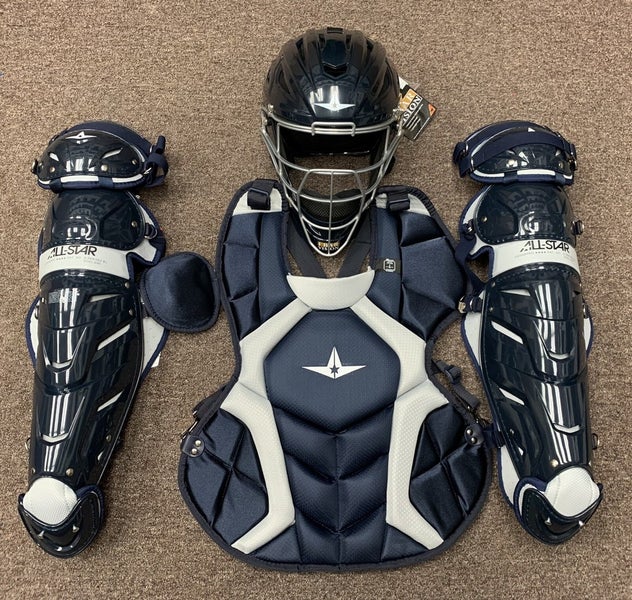 All Star System 7 Adult 16+ Catchers Gear Set NOCSAE CKCCPRO1 - Navy Blue