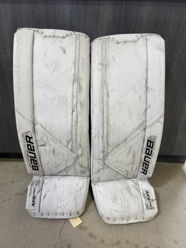 White 32" Intermediate Bauer Supreme M5 Pro Goalie Leg Pads (Used)