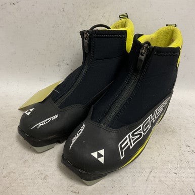 Used Fischer XJ SPRINT Boys NNN XC Ski Boots Black W 05-05.5 / JR 03.5-04 11855-S000195591