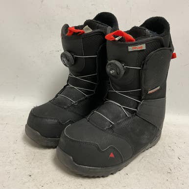 Used Burton ZIPLINE BOA Boys Snowboard Boots Black And Orange Junior 06 11855-S000195579