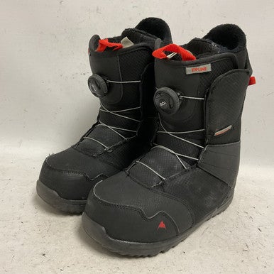 Used Burton ZIPLINE BOA Boys Snowboard Boots Black And Orange Junior 06 11855-S000195579