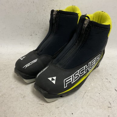 Used Fischer XJ SPRINT Boys NNN XC Ski Boots Black W 05-05.5 / JR 03.5-04 11855-S000195552