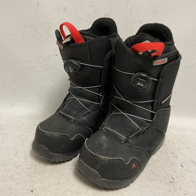 Used Burton ZIPLINE BOA Boys Snowboard Boots Black And Orange Junior 05 11855-S000195529