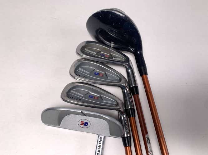 US Kids UL-24 Club Set Driver 8 9 PW Putter Kid Power 51-35 Orange Youth RH