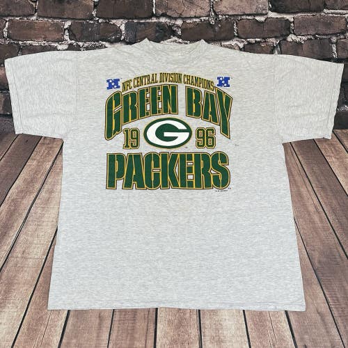 Vintage 1996 NFC Champs Graphic T-Shirt Green Bay Packers NFL LOGO 7 Mens XL