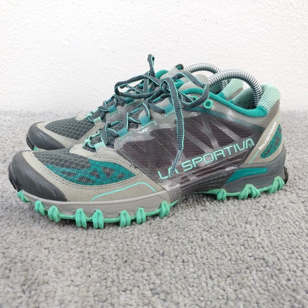 La Sportiva Bushido II Trail Running Shoes Women Size 6.5 Sneakers Gray Blue