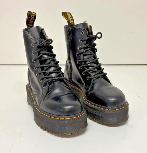 Dr Martens Jadon Black Leather Side Zip Platform Boots US Men's 8 Wome's 9 EU 41