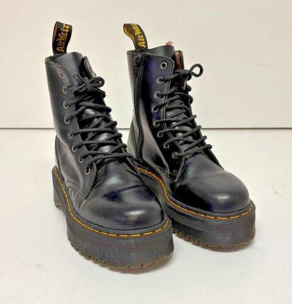 Dr Martens Jadon Black Leather Side Zip Platform Boots US Men's 8 Wome's 9 EU 41