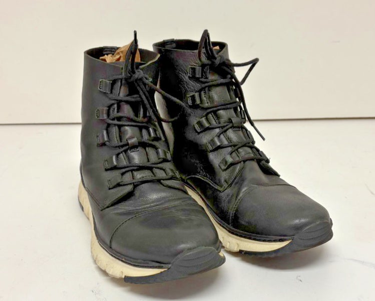 Cole Haan Zerogrand Black Leather White Soled Boots US Men's 11.5 GREAT