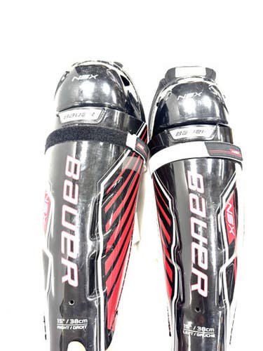 Used Bauer NSX Senior Shin Guards Black 15" 11860-S000301853