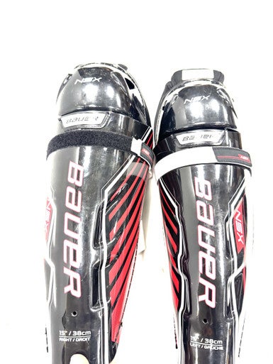 Used Bauer NSX Senior Shin Guards Black 15" 11860-S000301853