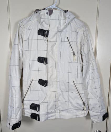 Burton Dream Womens M DryRide Faux Fur Lined Plaid Ski Snowboard Jacket Coat