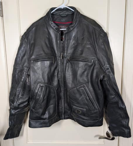 Milwaukee Black Premium Leather Motorcycle Jacket w/zip-out Liner Size: 2XL