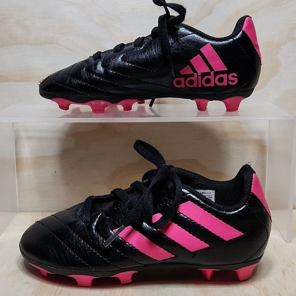Adidas Black Pink Striped Soccer Cleats Kids 12 Softball Shoes Athletic