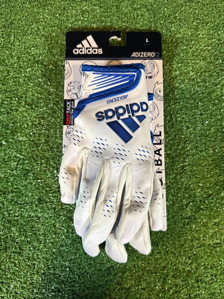 Large Adult White/Royal Blue Adidas Adizero 12 Emoji Receiver Gloves (New)